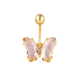 Crystal Butterfly Navel Earring 16G Steel Belly Button Piercing