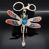 Crystal Dragonfly Keychain Rhinestone Key Ring Holder Bag Accessory