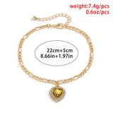 Colorful Crystal Heart Charm Bracelet Ladies Jewelry Boho INS Jewelry
