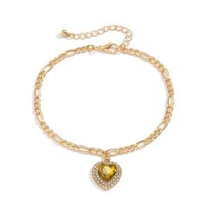 Colorful Crystal Heart Charm Bracelet Ladies Jewelry Boho INS Jewelry