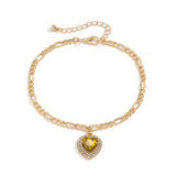 Colorful Crystal Heart Charm Bracelet Ladies Jewelry Boho INS Jewelry