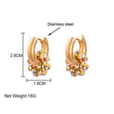 Colorful Crystal Pearl Stainless Steel Hoop Earrings