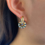 Colorful Crystal Pearl Stainless Steel Hoop Earrings