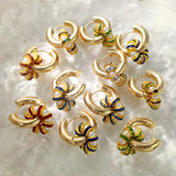 Colorful Crystal Pearl Stainless Steel Hoop Earrings
