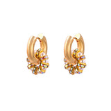 Colorful Crystal Pearl Stainless Steel Hoop Earrings