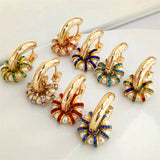 Colorful Crystal Pearl Stainless Steel Hoop Earrings