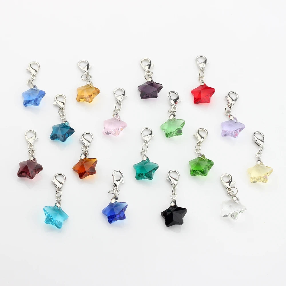 Crystal Pink Stars Charms 14MM 10pcs/lot