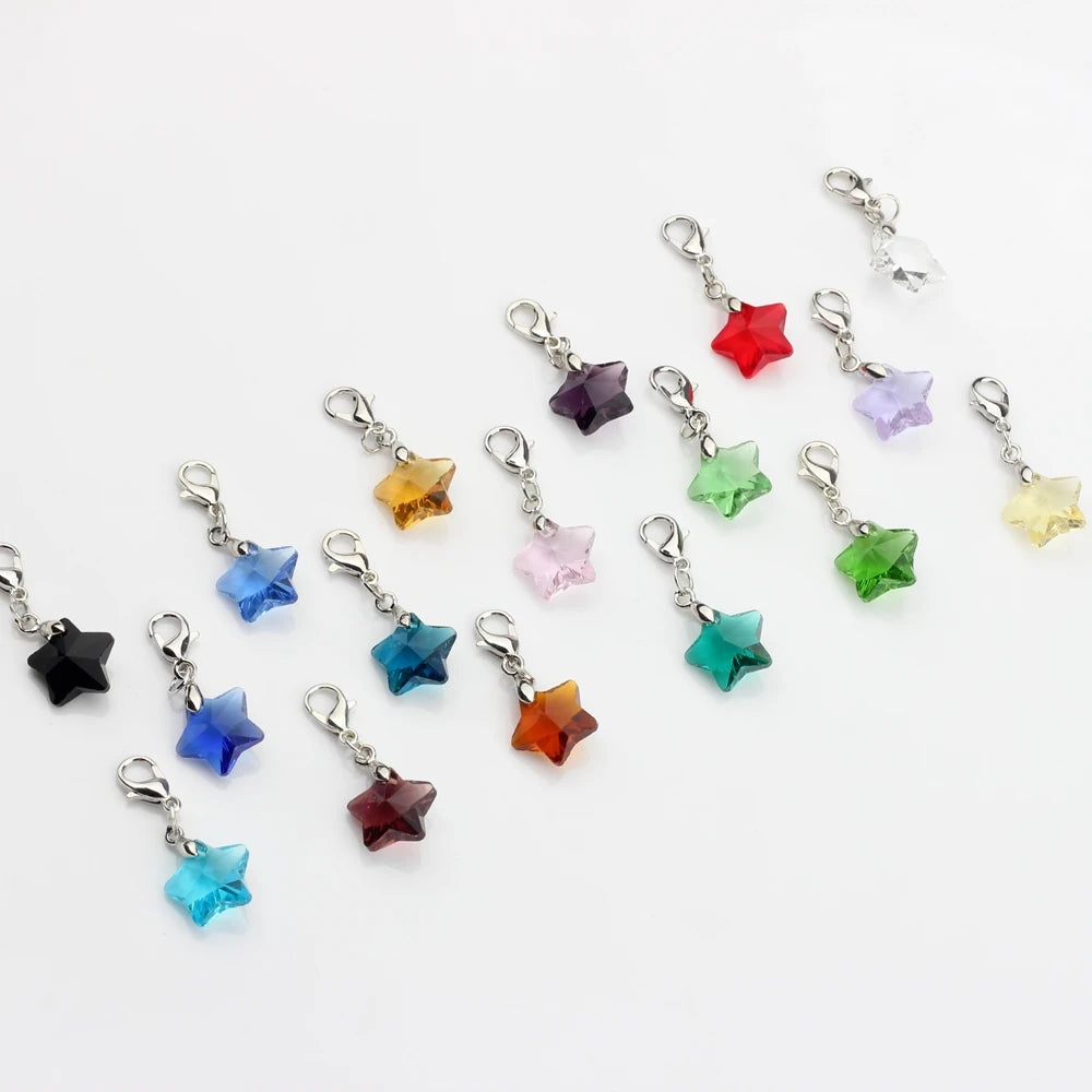Crystal Pink Stars Charms 14MM 10pcs/lot