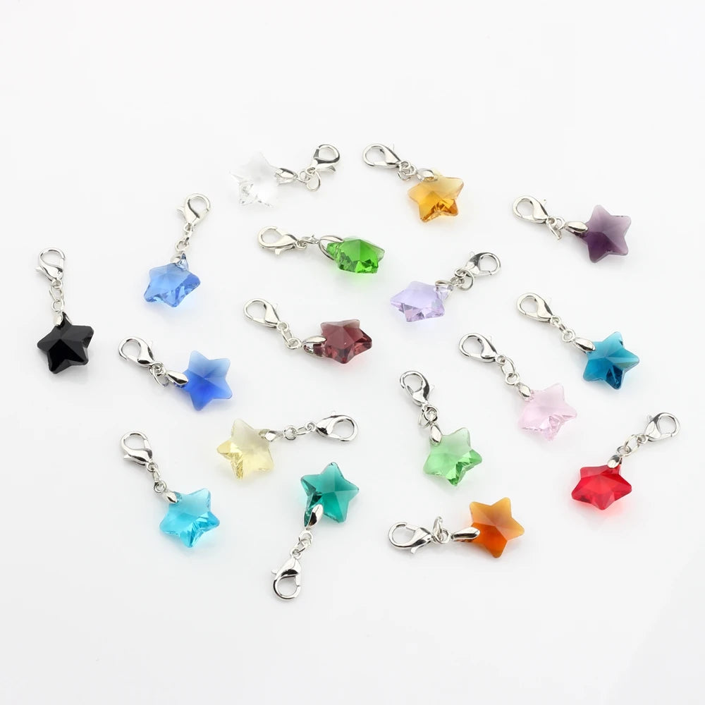 Crystal Pink Stars Charms 14MM 10pcs/lot