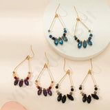 Colorful Crystal Water Drop Earrings for Women Retro Beads Geometric Hollow