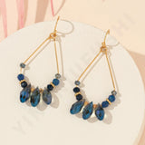 Colorful Crystal Water Drop Earrings for Women Retro Beads Geometric Hollow