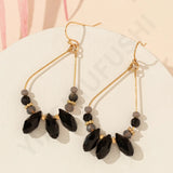 Colorful Crystal Water Drop Earrings for Women Retro Beads Geometric Hollow