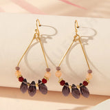 Colorful Crystal Water Drop Earrings for Women Retro Beads Geometric Hollow