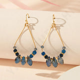 Colorful Crystal Water Drop Earrings for Women Retro Beads Geometric Hollow