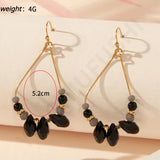 Colorful Crystal Water Drop Earrings for Women Retro Beads Geometric Hollow
