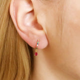 Colorful Crystal Water Drop Earrings 925 Sterling Silver Ear Hoop