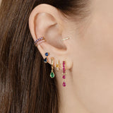 Colorful Crystal Water Drop Earrings 925 Sterling Silver Ear Hoop