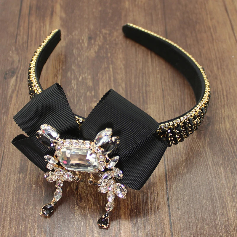 Colorful Bowknot Rhinestone Hairband European and American Wide Headband