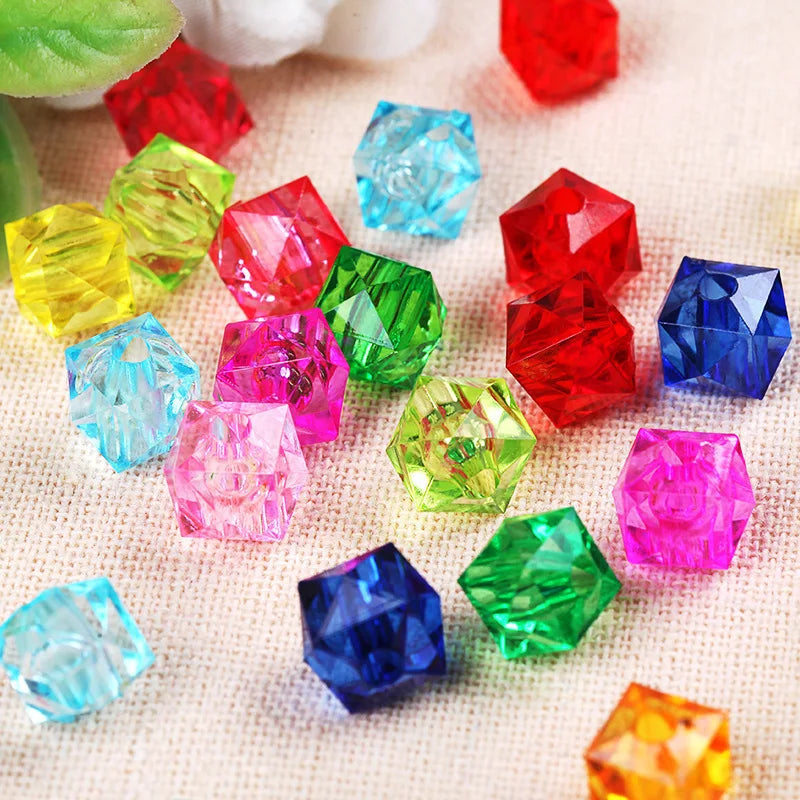 Colorful Cube Acrylic Jewelry Beads DIY 8mm 12mm 14mm