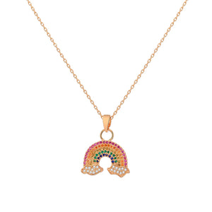 Colorful Cubic Zirconia Rainbow Pendant Necklace For Women