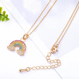 Colorful Cubic Zirconia Rainbow Pendant Necklace For Women
