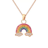 Colorful Cubic Zirconia Rainbow Pendant Necklace For Women