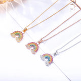 Colorful Cubic Zirconia Rainbow Pendant Necklace For Women