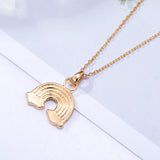 Colorful Cubic Zirconia Rainbow Pendant Necklace For Women
