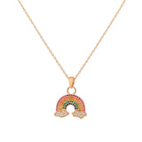 Colorful Cubic Zirconia Rainbow Pendant Necklace For Women