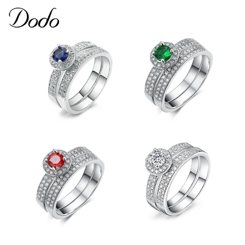 Colorful Cubic Zirconia Rings Sets For Women Couple Ring Jewelry