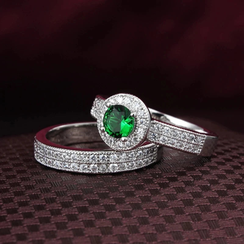 Colorful Cubic Zirconia Rings Sets For Women Couple Ring Jewelry