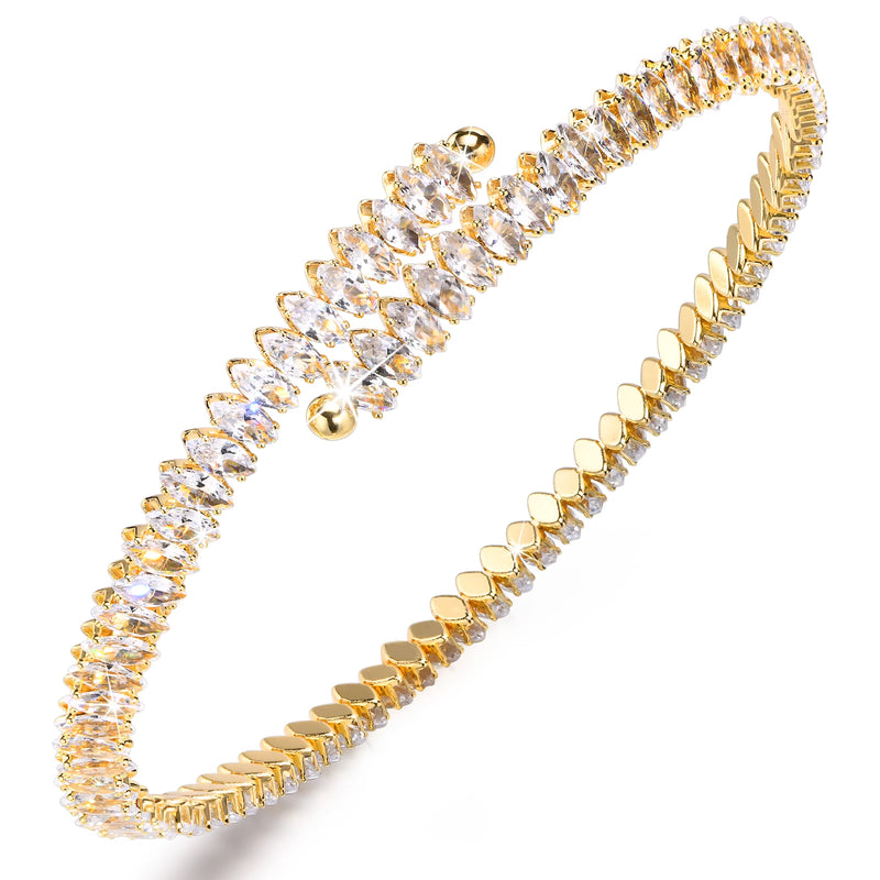 Colorful CZ Torques Necklace, Iced Choker Jewelry