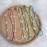 Colorful Daisy Flowers Beads Choker Necklace for Women Girls