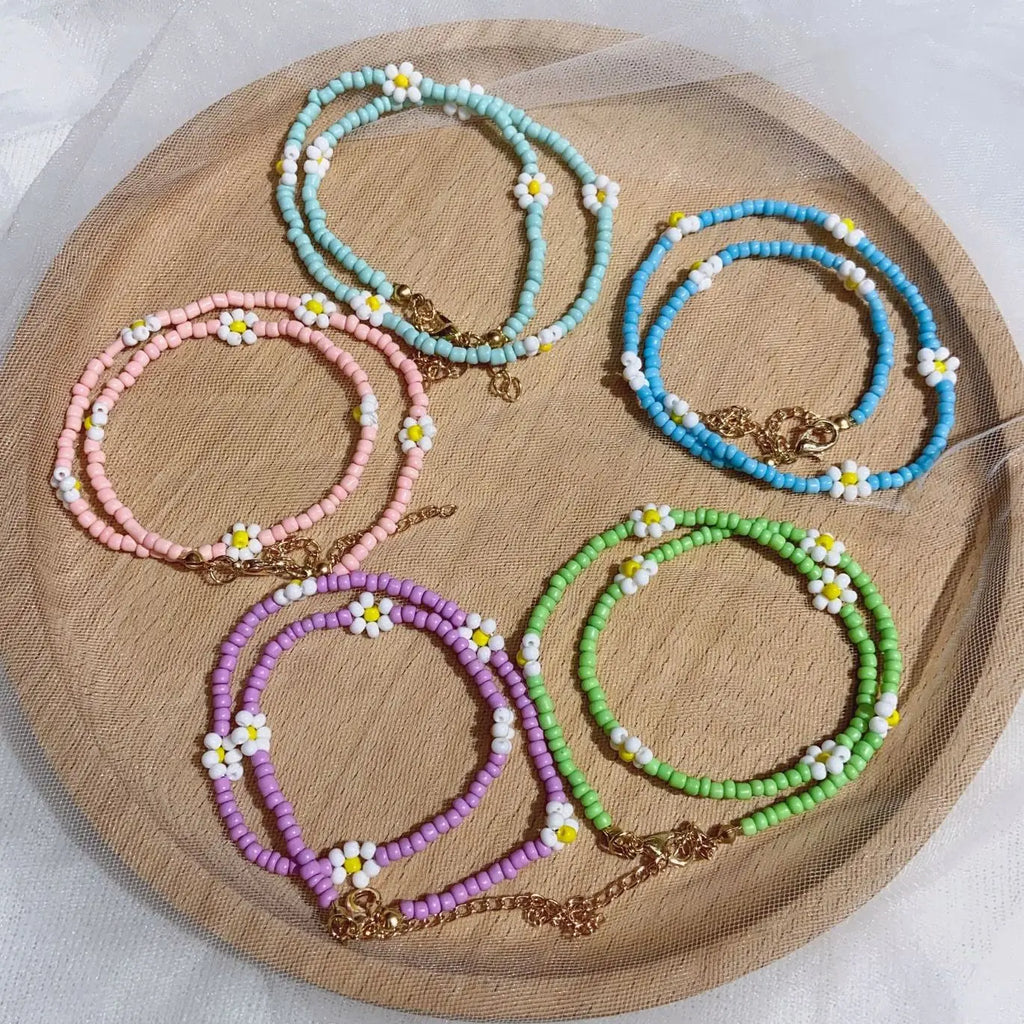 Colorful Daisy Flowers Beads Choker Necklace for Women Girls