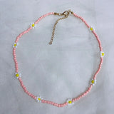 Colorful Daisy Flowers Beads Choker Necklace for Women Girls