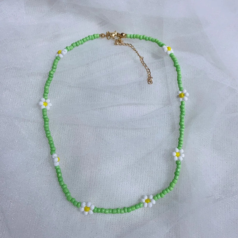 Colorful Daisy Flowers Beads Choker Necklace for Women Girls