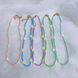 Colorful Daisy Flowers Beads Choker Necklace for Women Girls