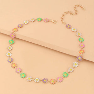 Colorful Daisy Fresh Collar Drip Flower Necklace Women Party Jewelry