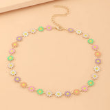 Colorful Daisy Fresh Collar Drip Flower Necklace Women Party Jewelry