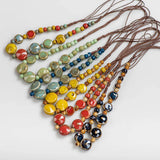 Colorful Distressed Ceramic Beads Necklace for Women