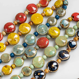 Colorful Distressed Ceramic Beads Necklace for Women