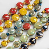 Colorful Distressed Ceramic Beads Necklace for Women