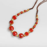 Colorful Distressed Ceramic Beads Necklace for Women