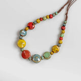 Colorful Distressed Ceramic Beads Necklace for Women