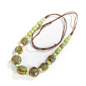 Colorful Distressed Retro Ceramic Necklace for Women