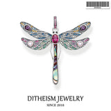 Colorful Dragonfly Pendant 925 Sterling Silver Boho Gift For Women Girls
