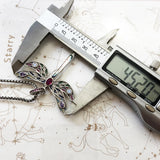 Colorful Dragonfly Pendant Link Chain Necklace 925 Sterling Silver