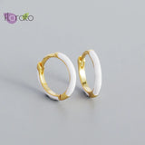 Enamel Hoop Earrings 925 Silver Needle Colorful Round Huggie Jewelry