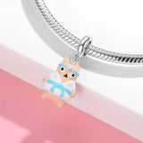 Colorful Enamel Beads Pirate Warrior Cat Charms 925 Silver Jewelry