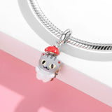 Colorful Enamel Beads Pirate Warrior Cat Charms 925 Silver Jewelry